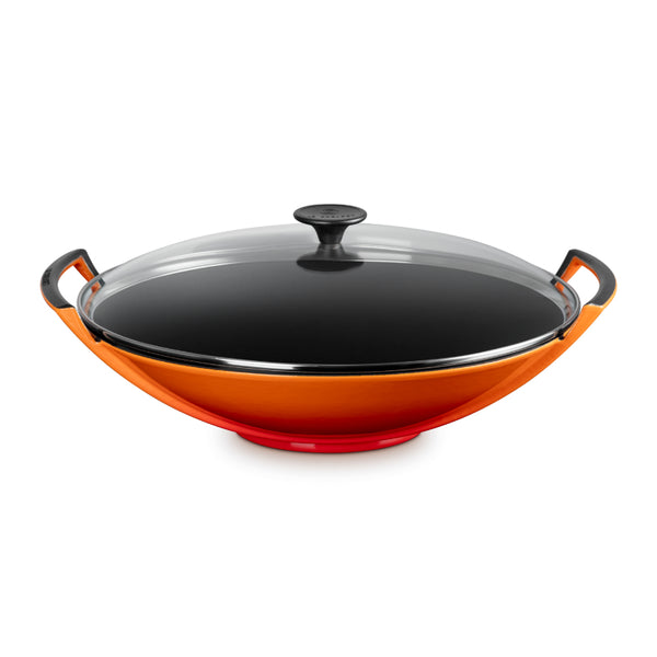 Le Creuset Cast Iron Wok & Glass Lid 36cm