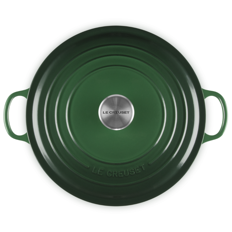 Green cast iron cookware with &