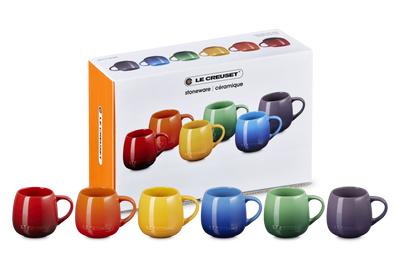 Le Creuset Stoneware Rainbow Set of 6 Coupe Mugs 320ml
