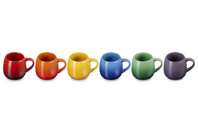 Le Creuset Stoneware Rainbow Set of 6 Coupe Mugs 320ml