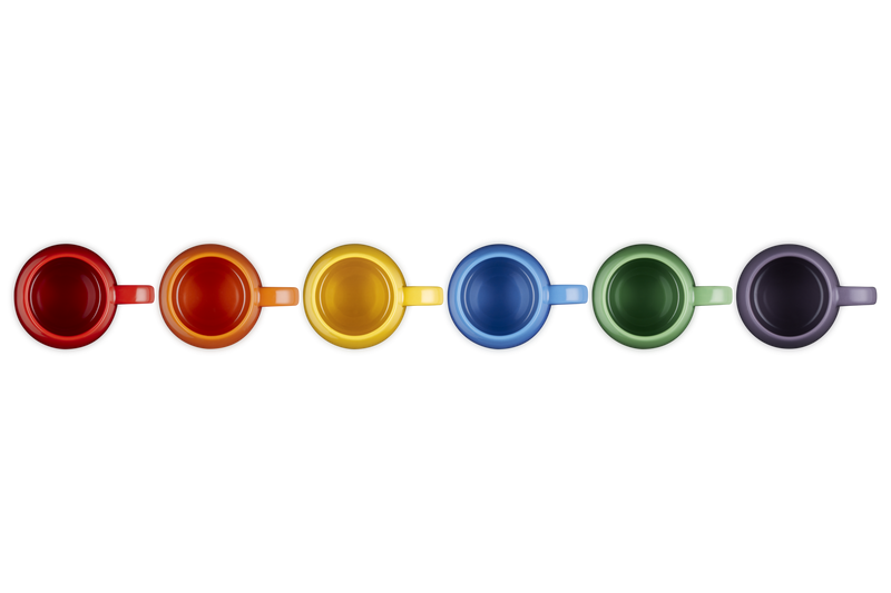 Le Creuset Stoneware Rainbow Set of 6 Coupe Mugs 320ml