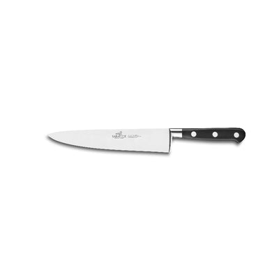 Knife with a black handle on a white background