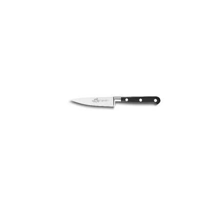 Knife with a black handle on a white background