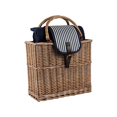 Navigate Three Rivers Insulated Picnic Basket with Rug Blue/White Stripe (6789023825978)