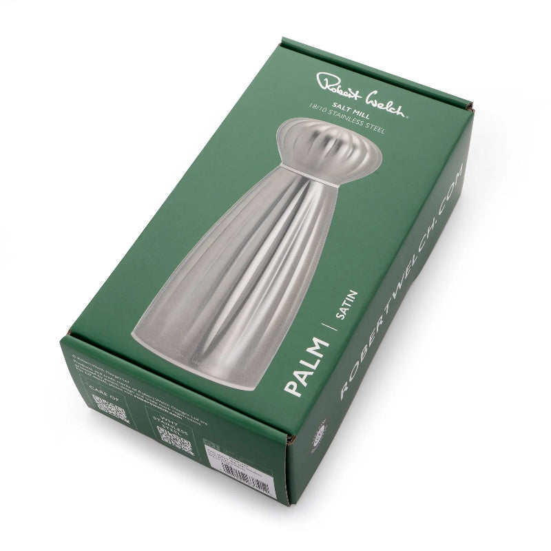 Robert Welch Palm Satin Salt Mill Medium Stainless Steel & White