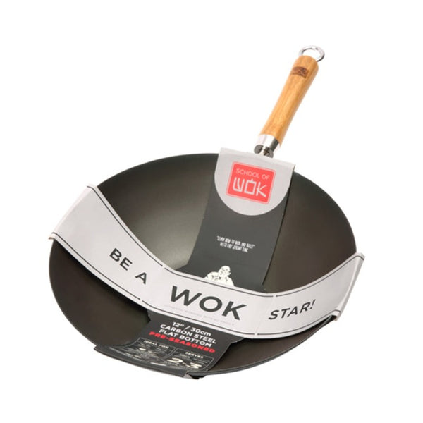School of Wok Pre-Seasoned Wok 12 inch Flat Base (6892267110458)