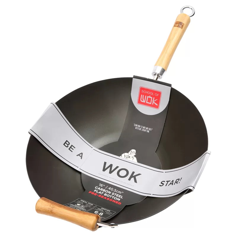 School of Wok Pre-Seasoned Wok 16 inch Flat Base (7244783386682)