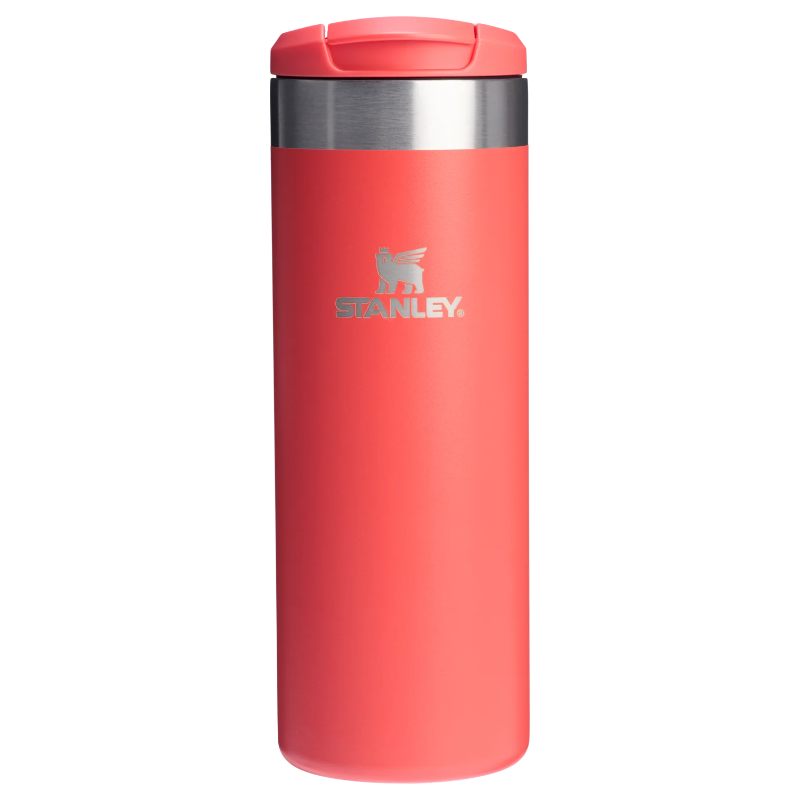 Red Stanley insulated tumbler on a white background
