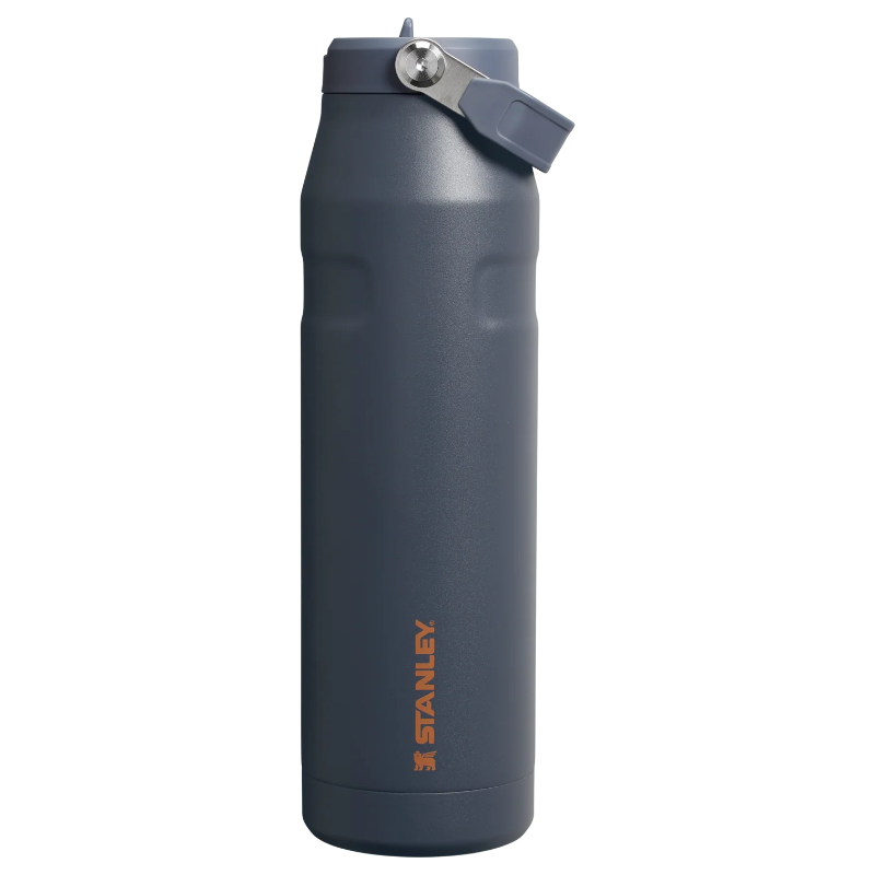 Gray Stanley water bottle on a white background