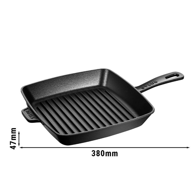 Staub Cast Iron American Grill Square 26cm Black  (361313) (7311023964218) (14849094418810)