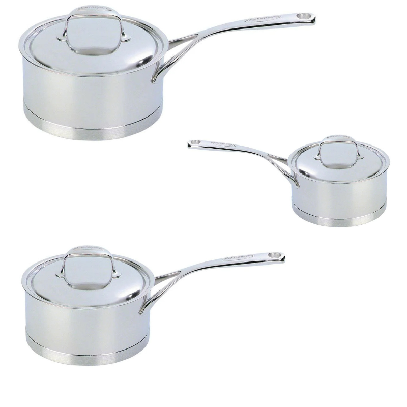 Demeyere Atlantis Saucepan with Lid Set of 3 (14, 18, 20cm) Stainless Steel
