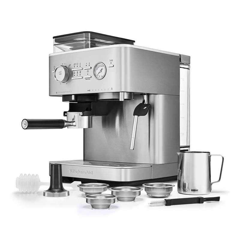 KitchenAid Semi Automatic Espresso Machine with Burr Grinder Stainless Steel (7356562440250)