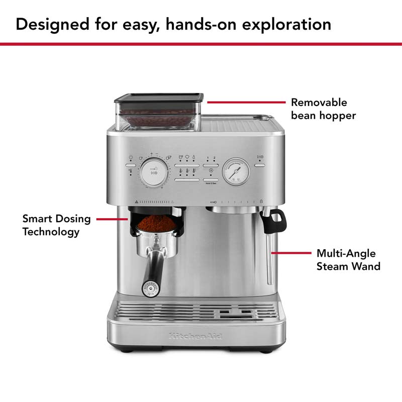 KitchenAid Semi Automatic Espresso Machine with Burr Grinder Stainless Steel (7356562440250)