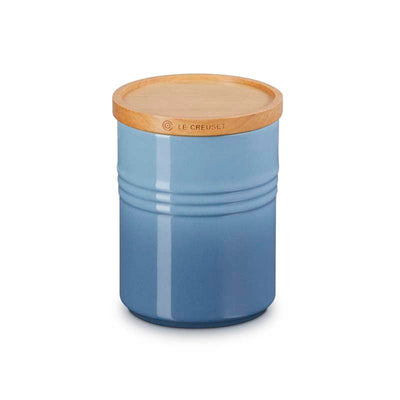 Le Creuset Stoneware Medium Storage Jar with Wooden Lid Chambray (7177294413882)