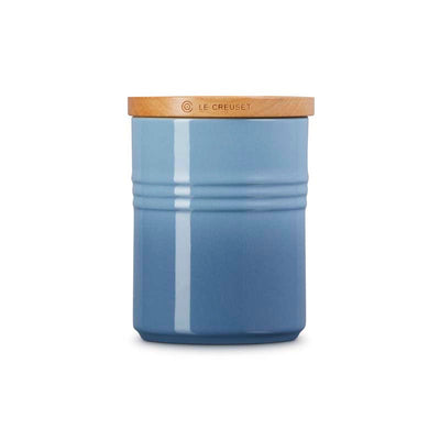 Le Creuset Stoneware Medium Storage Jar with Wooden Lid Chambray Alt2 (7177294413882)