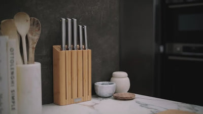 Joseph Joseph Elevate Steel Kitchen Knife Set with Bamboo Block (5 Piece)