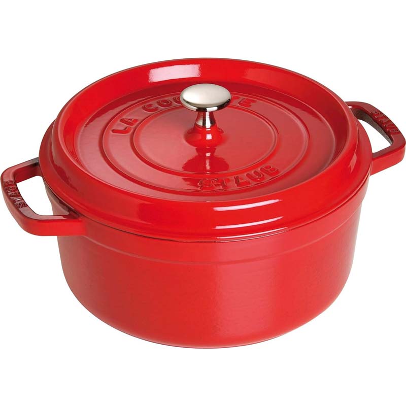 Staub Cast Iron Cocotte Round 24cm Cherry (342325) (7311024521274) (2383005155386)