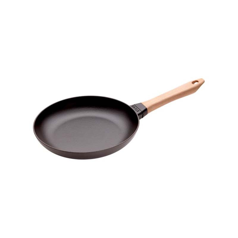 Staub Cast Iron Fry Pan with wooden handle 20cm Black (361317) (7311023833146)