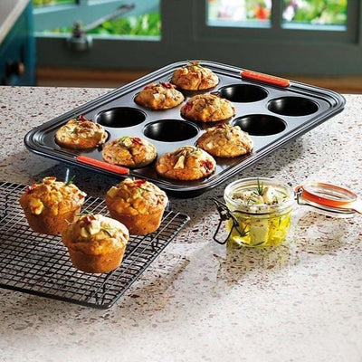 Le Creuset Bakeware Muffin Tray Satin Black 12 Cup (6876391604282)