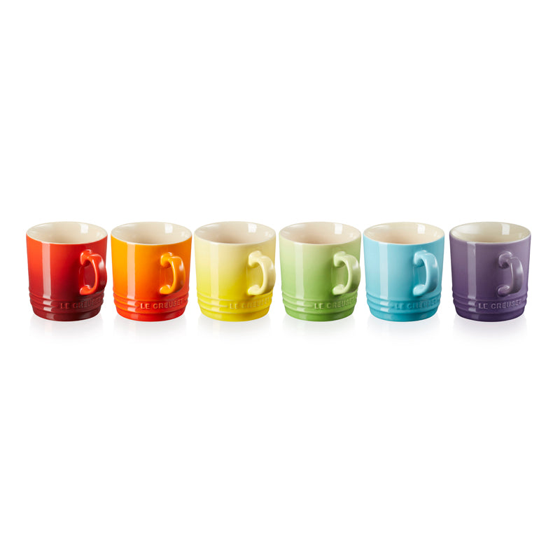 Le Creuset Rainbow Cappuccino Mugs 0.2L (Set of 6) (6763355373626)