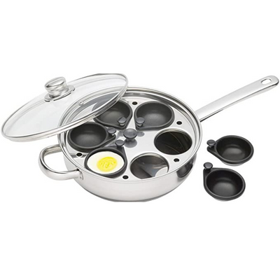 Kitchen Craft Clearview Egg Poacher 6 Cup Stainless Steel (6857973694522)