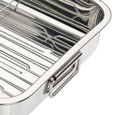 Kitchen Craft Roaster with Rack 35 x 28 x 6.5cm Stainless Steel (6857973203002)