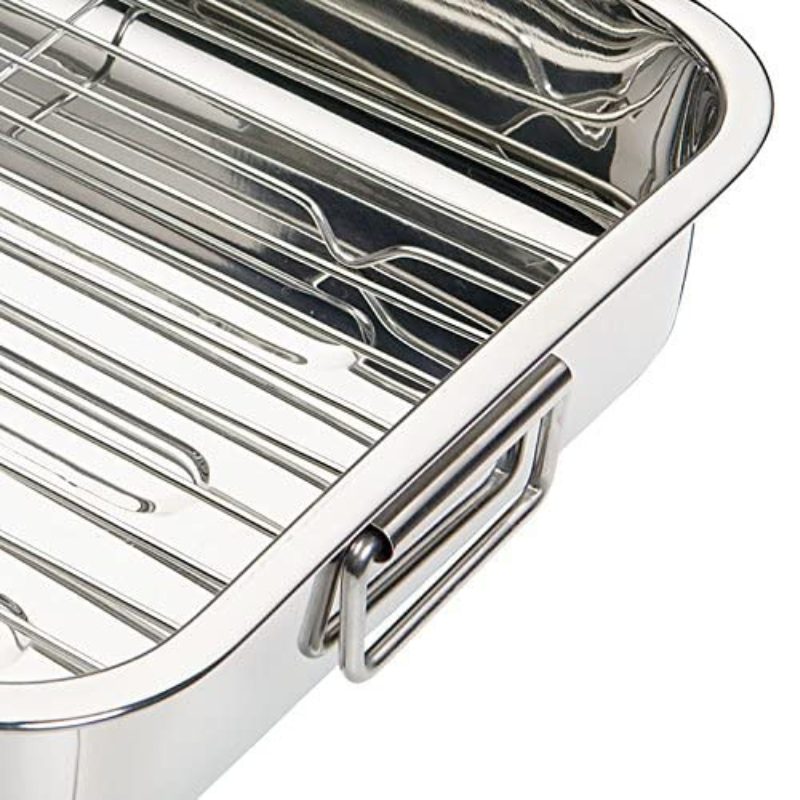 Kitchen Craft Roaster with Rack 35 x 28 x 6.5cm Stainless Steel (6857973203002)