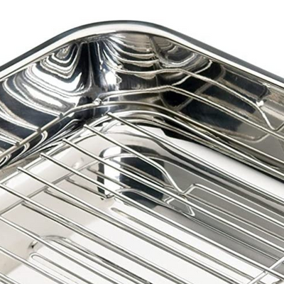 Kitchen Craft Roaster with Rack 35 x 28 x 6.5cm Stainless Steel (6857973203002)
