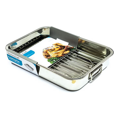Kitchen Craft Roaster with Rack 35 x 28 x 6.5cm Stainless Steel (6857973203002)