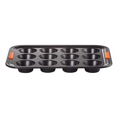 Le Creuset Bakeware Muffin Tray Satin Black 12 Cup (6876391604282)