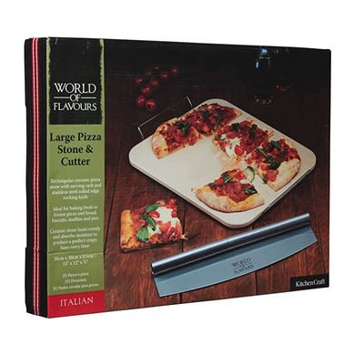Kitchen Craft Pizza Stone Rectangular Set 37 x 30cm (6858686038074)
