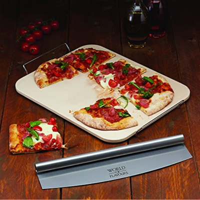 Kitchen Craft Pizza Stone Rectangular Set 37 x 30cm (6858686038074)