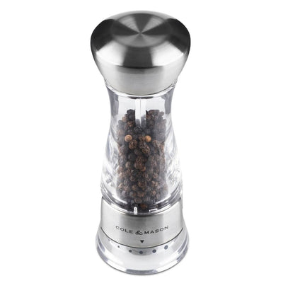 Cole & Mason Gourmet Windermere Stainless Steel & Acrylic Pepper Mill 16.5cm - Art of Living Cookshop (2368260571194)