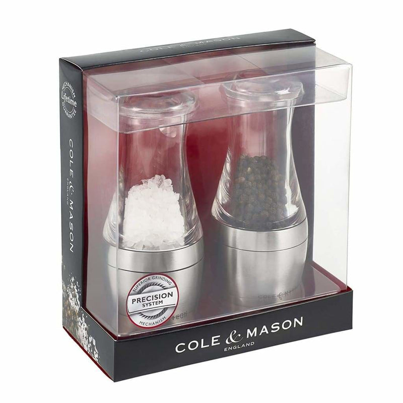Cole & Mason Wishford Acrylic and Stainless Steel Salt & Pepper Mill Gift Set 140mm - Art of Living Cookshop (2527895715898)