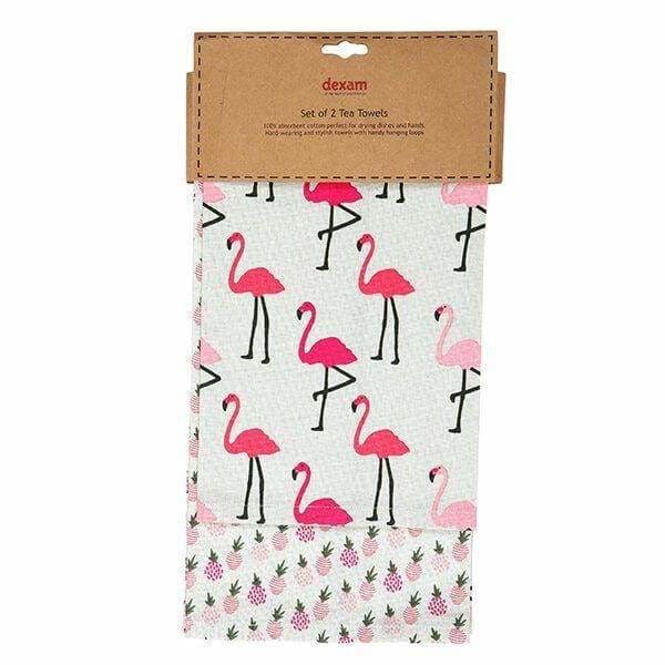 Dexam Flamingo Tea Towel Pink - Art of Living Cookshop (4523119116346)