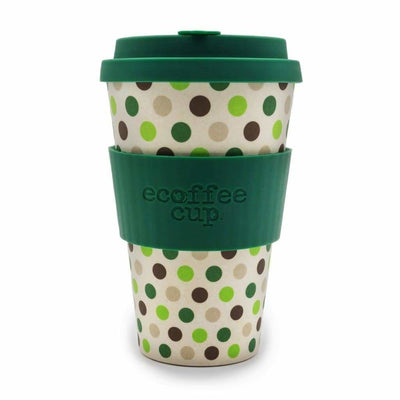 Ecoffee Cup Green Polkadot with Green Lid 14oz - Art of Living Cookshop (2382990311482)