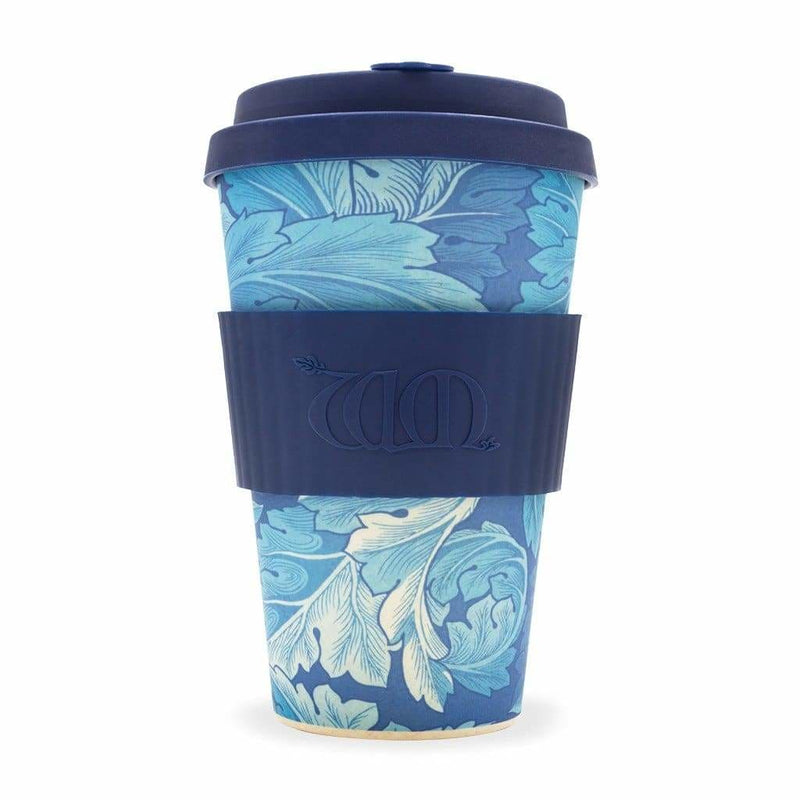 Ecoffee Cup WM Morris Acanthus with Deep Blue Lid 14oz - Art of Living Cookshop (2382988705850)