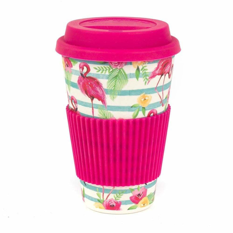 Flamingo Floral Bamboo Eco Travel Mug - Art of Living Cookshop (2485613461562)