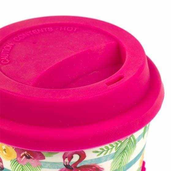 Flamingo Floral Bamboo Eco Travel Mug - Art of Living Cookshop (2485613461562)