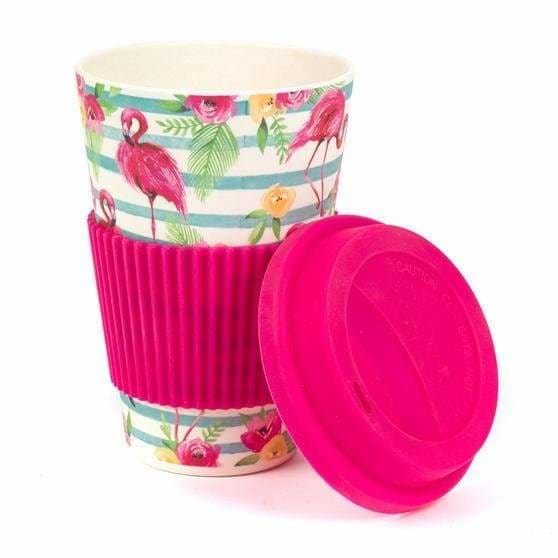 Flamingo Floral Bamboo Eco Travel Mug - Art of Living Cookshop (2485613461562)