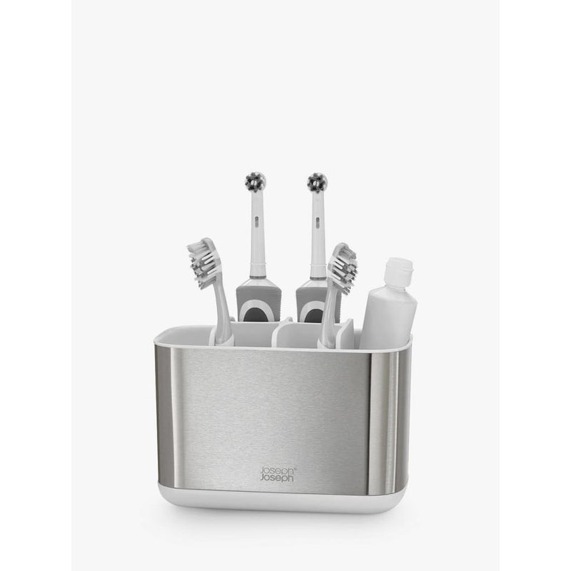 Joseph Joseph Easystore Toothbrush Large Caddy - Stainless Steal/White - Art of Living Cookshop (4524088655930)