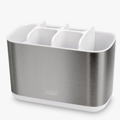 Joseph Joseph Easystore Toothbrush Large Caddy - Stainless Steal/White - Art of Living Cookshop (4524088655930)