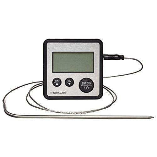 KitchenCraft Digital Cooking Thermometer and Timer - Silver - Art of Living Cookshop (2382919991354)