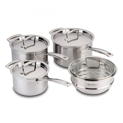 Le Creuset 3-ply Stainless Steel Saucepans and Multi-Steamer 3-piece Set - Art of Living Cookshop (2382867398714)