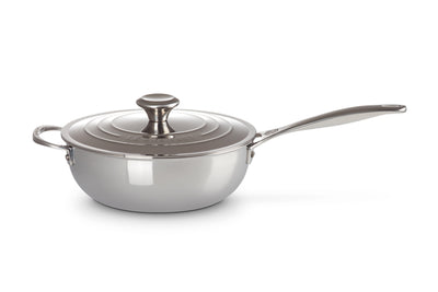 Le Creuset Signature Stainless Steel Chef's Pan with Lid 24cm with Helper Handle (2382856683578)