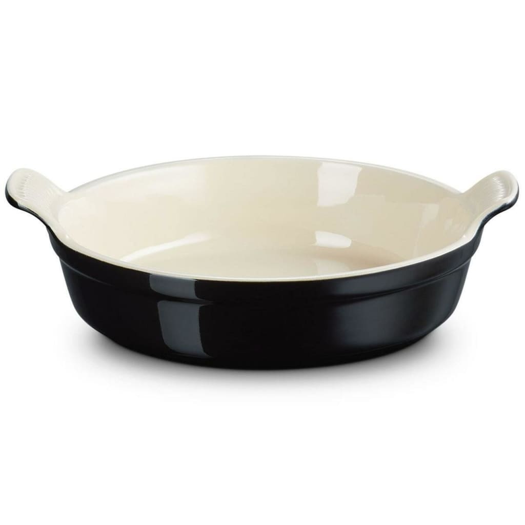 Le Creuset Stoneware Heritage Round Dish 24cm Satin Black (2382981005370)