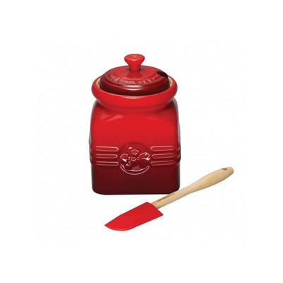 Le Creuset Stoneware Jam Jar & Spreader Cerise - Art of Living Cookshop (2503467958330)
