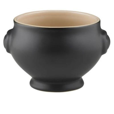 Le Creuset Stoneware Lion Head Soup Bowl Satin Black (4569693323322)