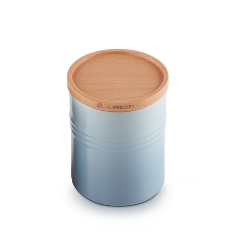 Le Creuset Stoneware Medium Storage Jar with Wooden Lid Coastal Blue (2503514062906)