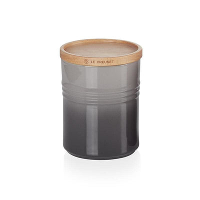 Le Creuset Stoneware Medium Storage Jar with Wooden Lid Flint - Art of Living Cookshop (6591338283066)